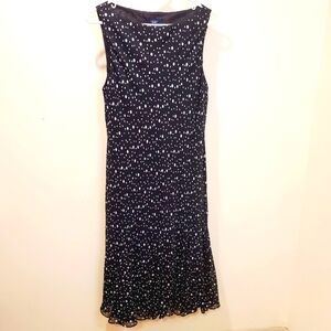 Chaps Women's black and white polka  dot midi dress Size 14